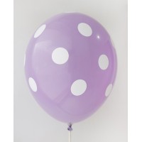 Lavender - White Polkadots Printed Balloons